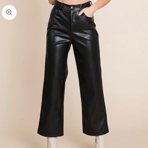 NWT Faux Leather Wide-Leg Cropped Pants